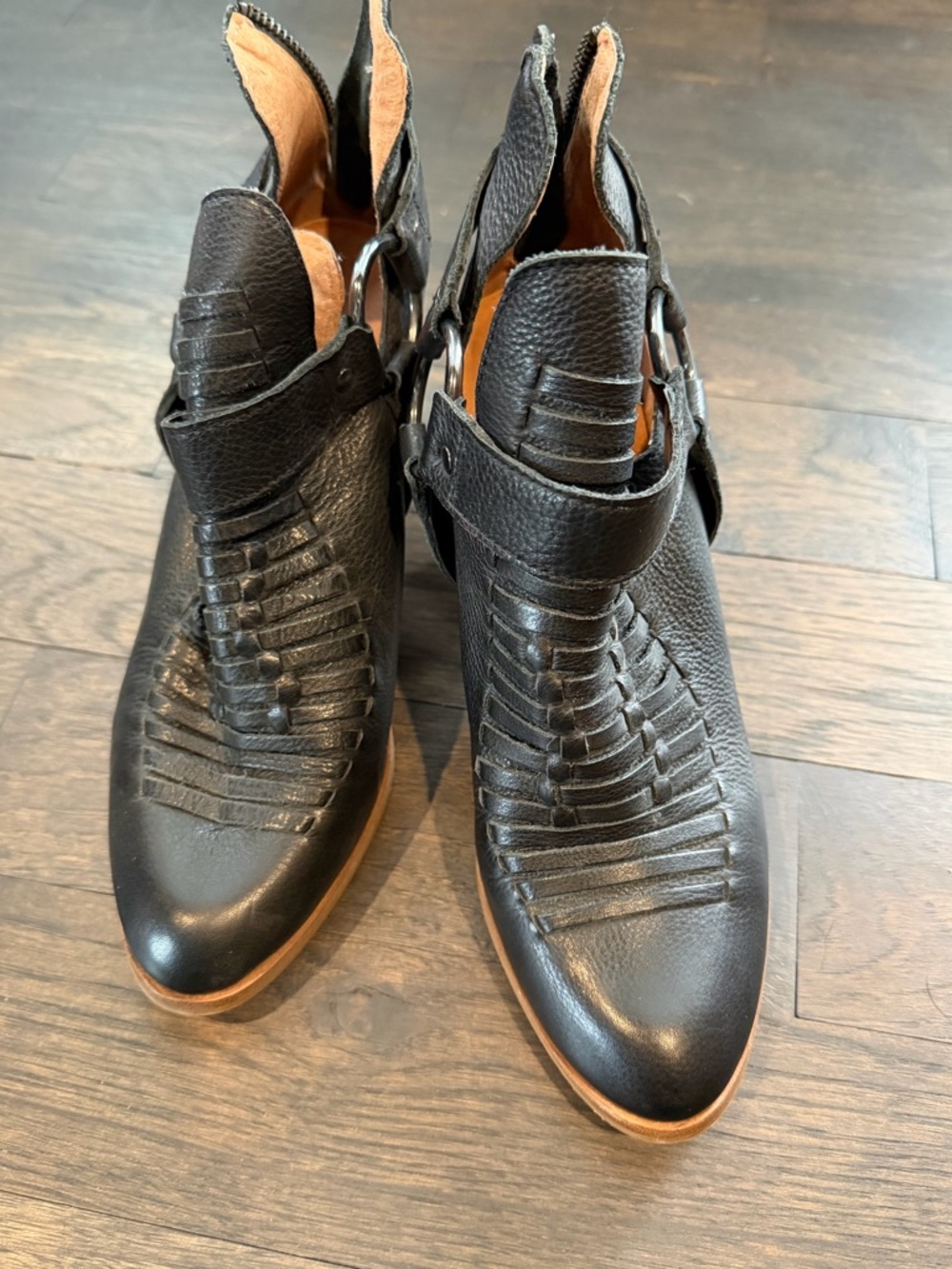 Seychelles Black Leather Cutout Ankle Booties